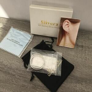 NWT Silvora 925 Sterling Silver Hoop Earrings